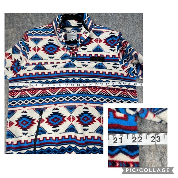Kavu Cavanaugh Aztec 1/4 Snap Fleece Outdoor Activewear Cozy Walking Pullover L - Picture 13 of 14